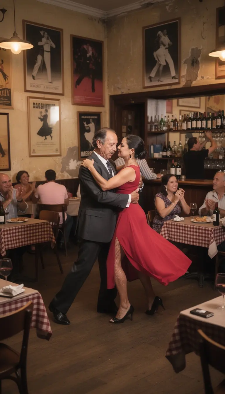 Fotografía del icónico Obelisco de Buenos Aires iluminado durante la noche, con gente paseando alrededor.